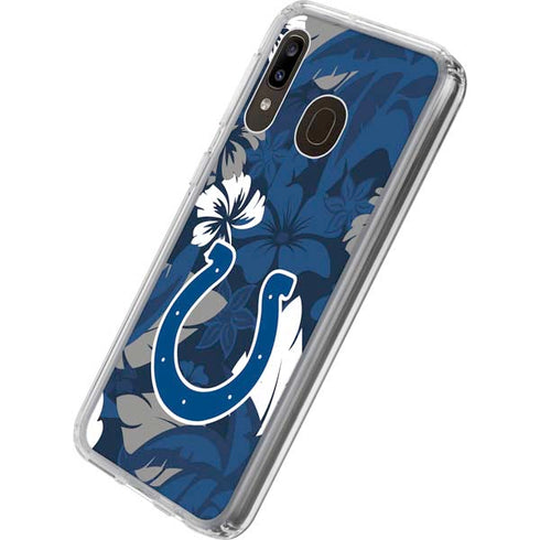NFL Indianapolis Colts Tropical Print Galaxy A20 Clear Case
