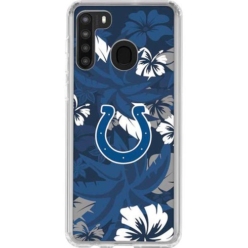 NFL Indianapolis Colts Tropical Print Galaxy A21 Clear Case
