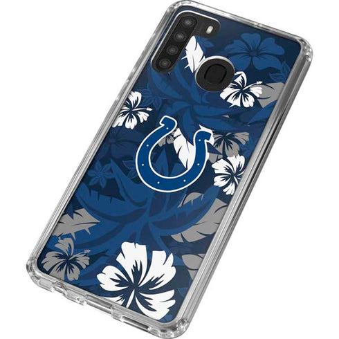 NFL Indianapolis Colts Tropical Print Galaxy A21 Clear Case