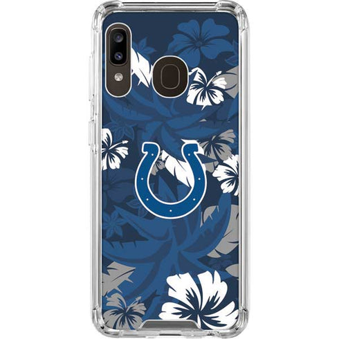 NFL Indianapolis Colts Tropical Print Galaxy A30 Clear Case