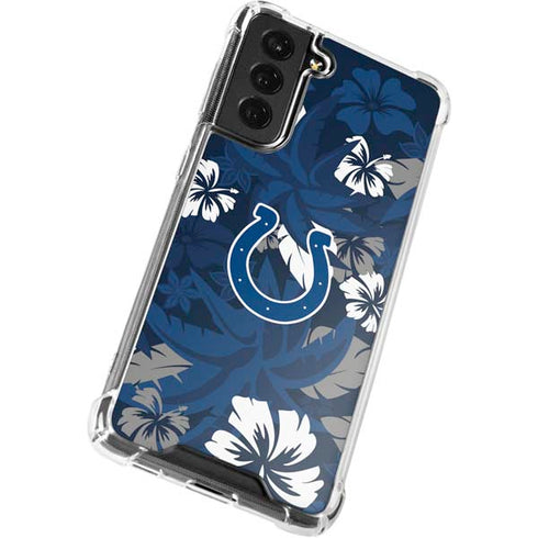 NFL Indianapolis Colts Tropical Print Galaxy S21 FE Clear Case