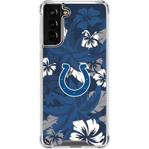 NFL Indianapolis Colts Tropical Print Galaxy S21 Plus 5G Clear Case
