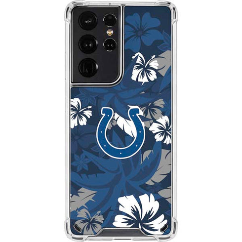 NFL Indianapolis Colts Tropical Print Galaxy S21 Ultra 5G Clear Case