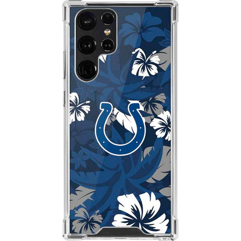 NFL Indianapolis Colts Tropical Print Galaxy S22 Ultra Clear Case