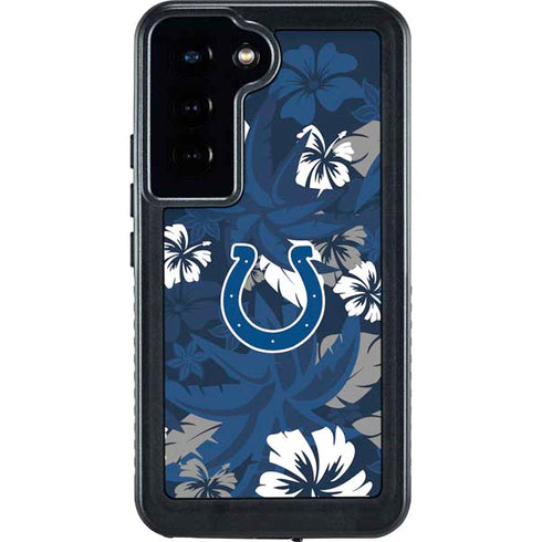 NFL Indianapolis Colts Tropical Print Galaxy S23 Waterproof Case