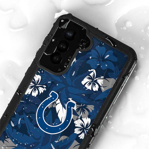 NFL Indianapolis Colts Tropical Print Galaxy S23 Waterproof Case