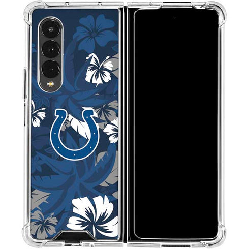 NFL Indianapolis Colts Tropical Print Galaxy Z Fold4 5G Clear Case