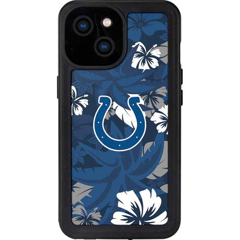 NFL Indianapolis Colts Tropical Print iPhone 13 Mini Waterproof Case
