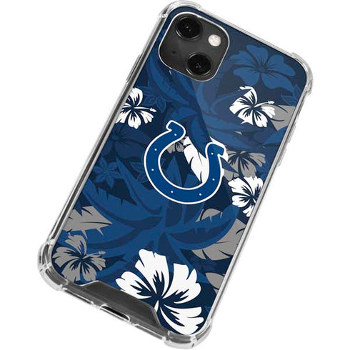 NFL Indianapolis Colts Tropical Print iPhone 15 Plus Clear Case