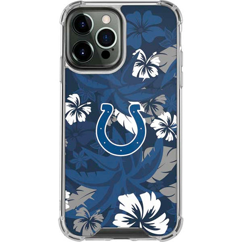 NFL Indianapolis Colts Tropical Print iPhone 14 Pro Max Clear Case