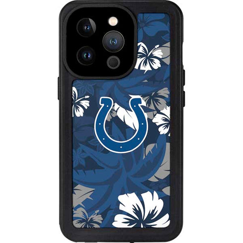 NFL Indianapolis Colts Tropical Print iPhone 14 Pro Waterproof Case