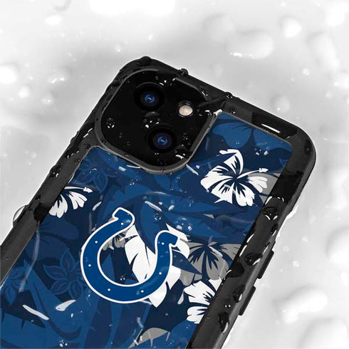 NFL Indianapolis Colts Tropical Print iPhone 15 Plus Waterproof Case