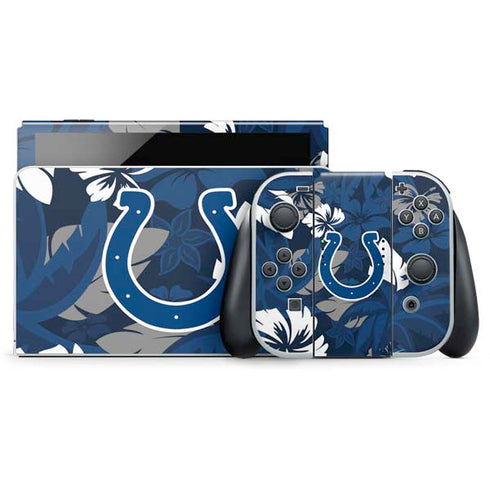 NFL Indianapolis Colts Tropical Print Nintendo Switch OLED (2021) Skin