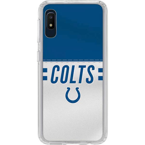 NFL Indianapolis Colts White Striped Galaxy A10e Clear Case