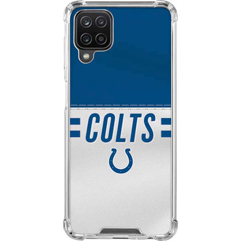NFL Indianapolis Colts White Striped Galaxy A12 Clear Case