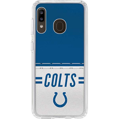 NFL Indianapolis Colts White Striped Galaxy A20 Clear Case