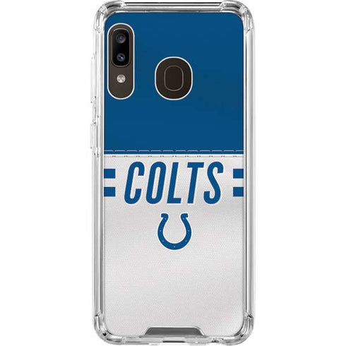 NFL Indianapolis Colts White Striped Galaxy A30 Clear Case