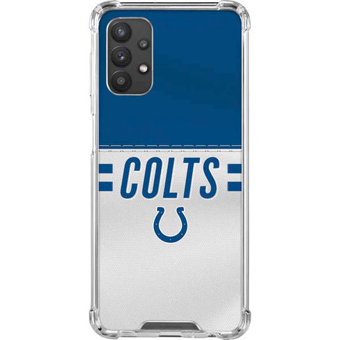 NFL Indianapolis Colts White Striped Galaxy A32 5G Clear Case