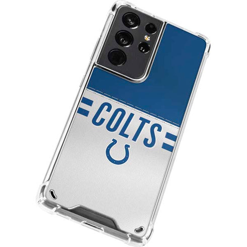 NFL Indianapolis Colts White Striped Galaxy S21 Ultra 5G Clear Case