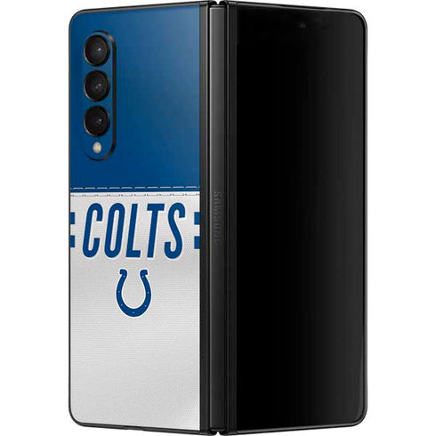 NFL Indianapolis Colts White Striped Galaxy Z Fold3 5G Skin