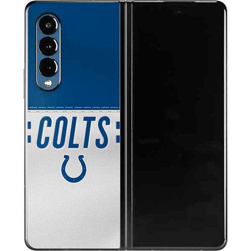NFL Indianapolis Colts White Striped Galaxy Z Fold3 5G Skin