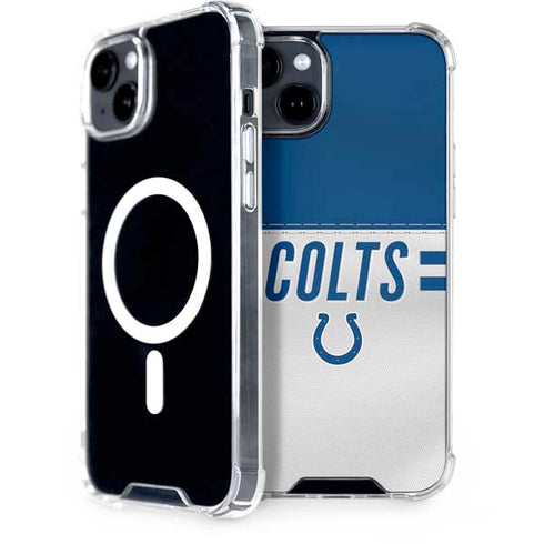 NFL Indianapolis Colts White Striped iPhone 15 Plus MagSafe Case