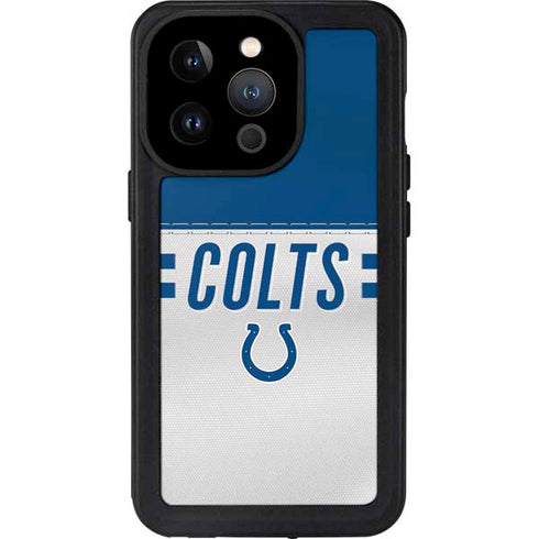 NFL Indianapolis Colts White Striped iPhone 14 Pro Waterproof Case