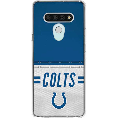 NFL Indianapolis Colts White Striped LG Stylo 6 Clear Case