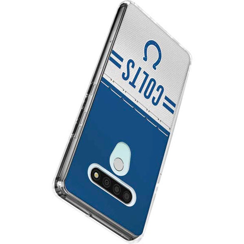 NFL Indianapolis Colts White Striped LG Stylo 6 Clear Case