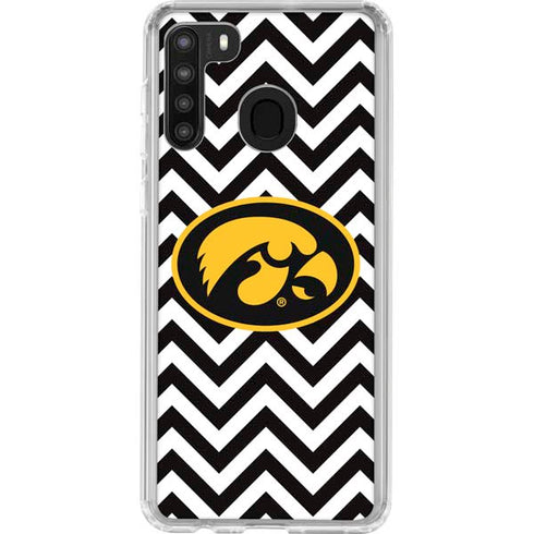 University of Iowa Hawkeyes Chevron Print Galaxy A21 Clear Case