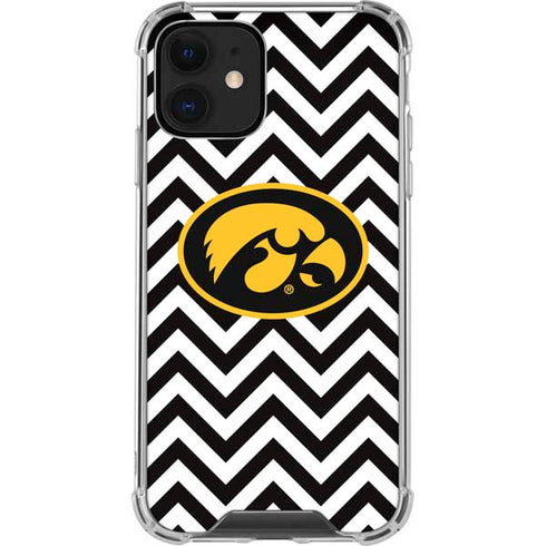 University of Iowa Hawkeyes Chevron Print iPhone 12 Clear Case