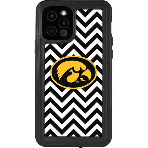 University of Iowa Hawkeyes Chevron Print iPhone 12 Pro Waterproof Case