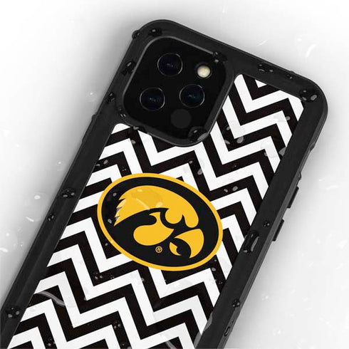 University of Iowa Hawkeyes Chevron Print iPhone 12 Pro Waterproof Case