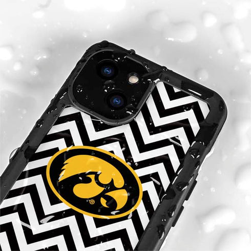 University of Iowa Hawkeyes Chevron Print iPhone 13 Mini Waterproof Case