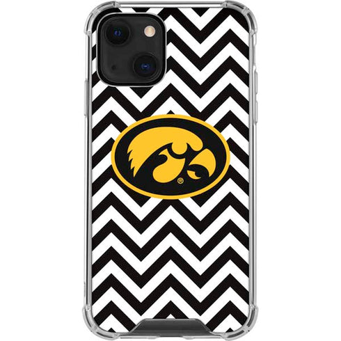 University of Iowa Hawkeyes Chevron Print iPhone 14 Plus Clear Case