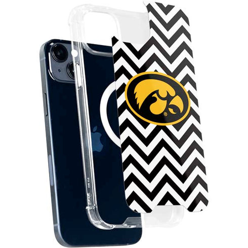 University of Iowa Hawkeyes Chevron Print iPhone 15 Plus MagSafe Case