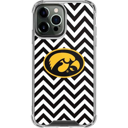 University of Iowa Hawkeyes Chevron Print iPhone 14 Pro Max Clear Case