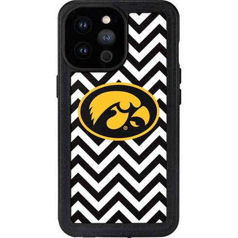 University of Iowa Hawkeyes Chevron Print iPhone 14 Pro Max Waterproof Case