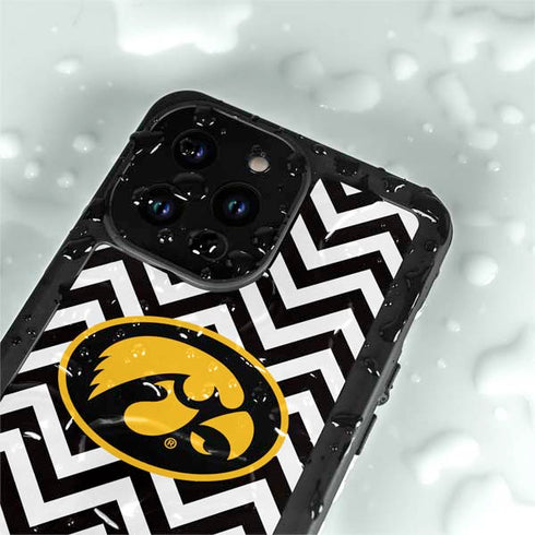 University of Iowa Hawkeyes Chevron Print iPhone 14 Pro Max Waterproof Case
