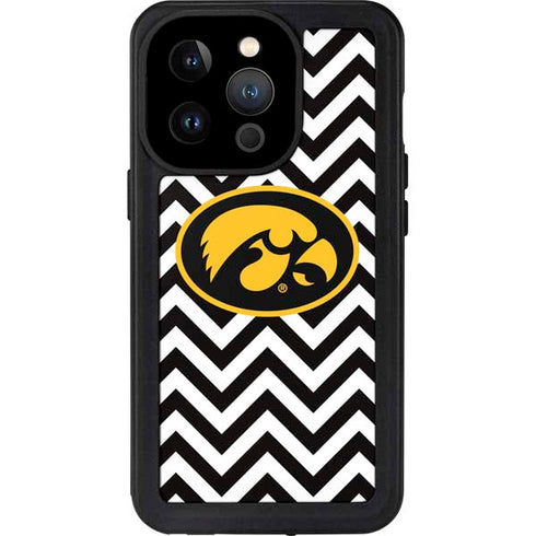 University of Iowa Hawkeyes Chevron Print iPhone 14 Pro Waterproof Case