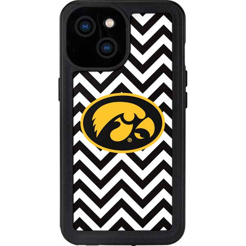 University of Iowa Hawkeyes Chevron Print iPhone 15 Waterproof Case