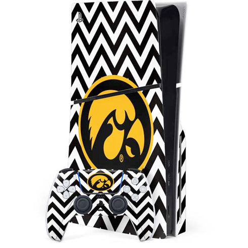 University of Iowa Hawkeyes Chevron Print PS5 Slim Disk Bundle Skin