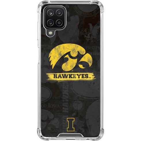 University of Iowa Hawkeyes Distressed Logo Galaxy A12 Clear Case