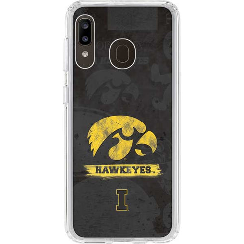 University of Iowa Hawkeyes Distressed Logo Galaxy A20 Clear Case