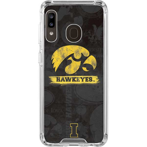 University of Iowa Hawkeyes Distressed Logo Galaxy A30 Clear Case