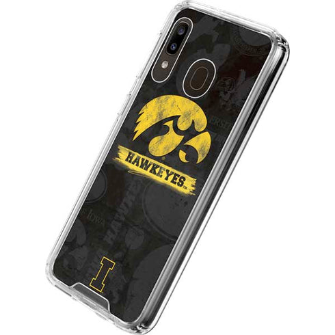 University of Iowa Hawkeyes Distressed Logo Galaxy A30 Clear Case