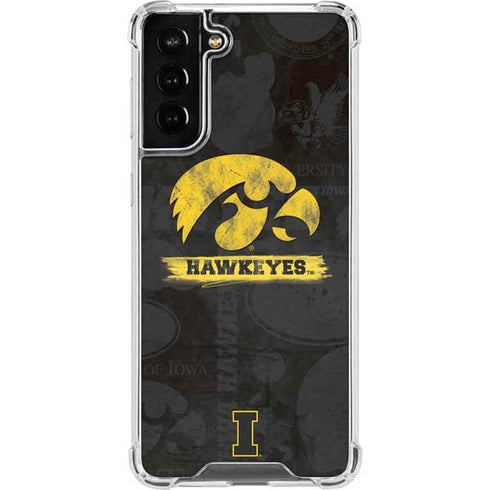 University of Iowa Hawkeyes Distressed Logo Galaxy S21 FE Clear Case