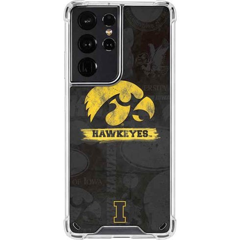 University of Iowa Hawkeyes Distressed Logo Galaxy S21 Ultra 5G Clear Case
