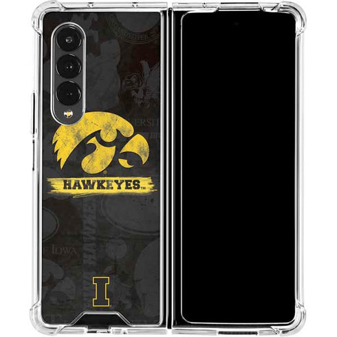 University of Iowa Hawkeyes Distressed Logo Galaxy Z Fold4 5G Clear Case
