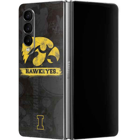 University of Iowa Hawkeyes Distressed Logo Galaxy Z Fold4 5G Skin
